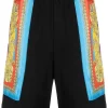 ( Nouvelle Collection ) Versace 1B000 BLACK Short De Sport à Imprimé Baroque Homme
