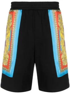 ( Nouvelle Collection ) Versace 1B000 BLACK Short De Sport à Imprimé Baroque Homme