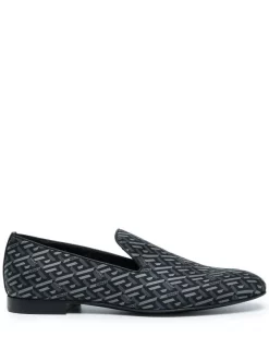 Versace Chaussons En Serge à Motif La Greca En Jacquard 5B050