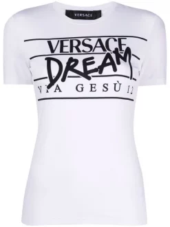 ( Nouvelle Collection ) Versace T-shirt à Slogan Imprimé Femme