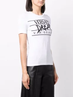 ( Nouvelle Collection ) Versace T-shirt à Slogan Imprimé Femme -Pas Cher Versace Boutique 18136316 38677281 600