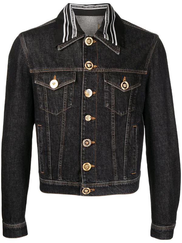( Nouvelle Collection ) Versace 1D040 Veste Courte En Jean à Boutons Medusa Homme 1 ( Nouvelle Collection ) Versace 1D040 Veste Courte En Jean à Boutons Medusa Homme