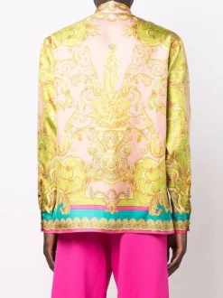 ( Nouvelle Collection ) Versace 5P370 MAUVELOUS+CITRON Chemise En Soie à Imprimé Barocco Homme -Pas Cher Versace Boutique 18152944 38598170 600