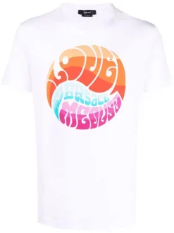 ( Nouvelle Collection ) Versace T-shirt Medusa à Slogan Imprimé 1W000 OPTICAL WHITE