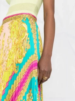 ( Nouvelle Collection ) Versace Jupe Plissée à Motif Barocco Goddess Femme -Pas Cher Versace Boutique 18160958 2665f054 7468 4e70 b9d1 c2b806907e9a 600