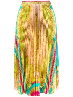 ( Nouvelle Collection ) Versace Jupe Plissée à Motif Barocco Goddess Femme