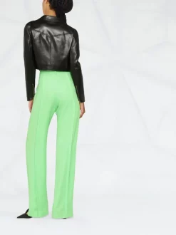 ( Nouvelle Collection ) Versace Veste Crop Safety Pin En Cuir 1B000 BLACK -Pas Cher Versace Boutique 18165691 39009236 600