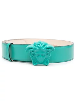 ( Nouvelle Collection ) Versace 1V62V TURQUOISE TURQUOISE VERSACEGOLD Ceinture La Medusa En Cuir Femme