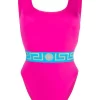( Nouvelle Collection ) Versace 2P890 CERISE + TEAL Maillot De Bain à Imprimé Greca Femme