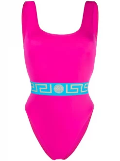( Nouvelle Collection ) Versace 2P890 CERISE + TEAL Maillot De Bain à Imprimé Greca Femme