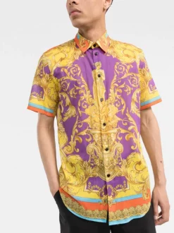 ( Nouvelle Collection ) Versace 5L290 DARK ORCHID+SUN Chemise à Imprimé Baroque Homme -Pas Cher Versace Boutique 18185696 1ec88ddc 91b9 4294 8a13 2fb84bcae368 600