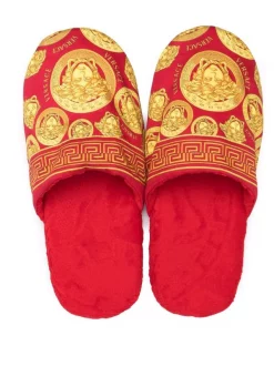 ( Nouvelle Collection ) Versace Z7012 RED GOLD Chaussons à Motif Medusa Head Homme -Pas Cher Versace Boutique 18187078 38724372 600