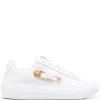 ( Nouvelle Collection ) Versace Baskets à Détail D'épingle à Nourrice 1W01V WHITE