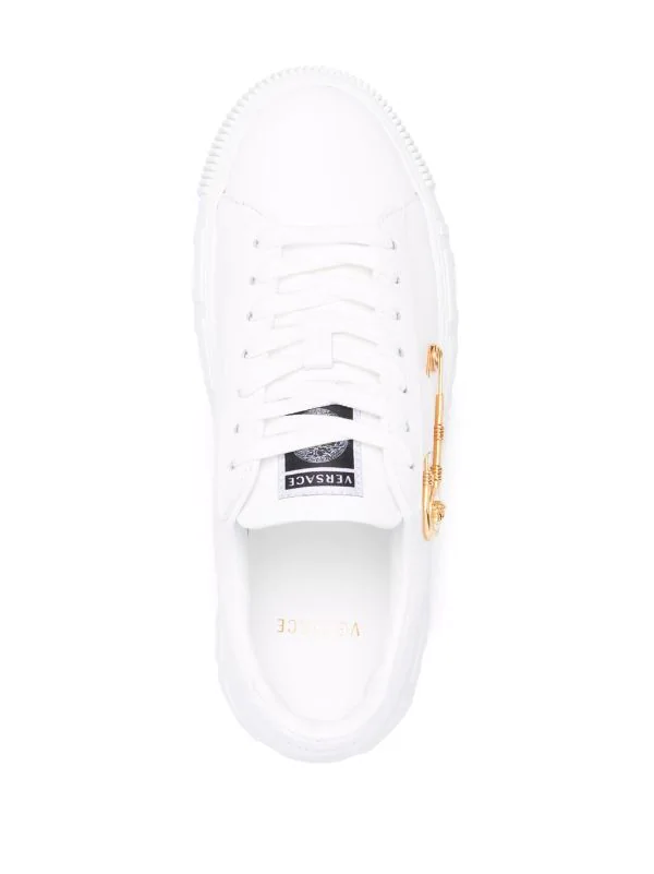 ( Nouvelle Collection ) Versace Baskets à Détail D'épingle à Nourrice 1W01V WHITE 4 ( Nouvelle Collection ) Versace Baskets à Détail D'épingle à Nourrice 1W01V WHITE – Image 4