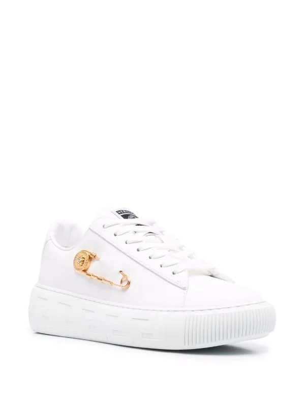 ( Nouvelle Collection ) Versace Baskets à Détail D'épingle à Nourrice 1W01V WHITE 2 ( Nouvelle Collection ) Versace Baskets à Détail D'épingle à Nourrice 1W01V WHITE – Image 2