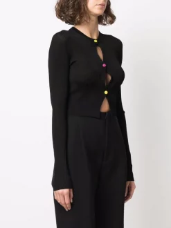 ( Nouvelle Collection ) Versace 1B000 BLACK Cardigan Nervuré à Coupe Crop Femme 7 ( Nouvelle Collection ) Versace 1B000 BLACK Cardigan Nervuré à Coupe Crop Femme -Pas Cher Versace Boutique 18187663 38725128 600