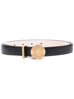Versace 1B00V BLACK Ceinture En Cuir à Boucle Logo Medusa Femme
