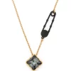 ( Nouvelle Collection ) Versace Collier Safety Pin Orné De Cristal Femme