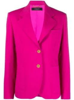 ( Nouvelle Collection ) Versace 1PE70 FUXIA CERISE Blazer Cintré à Simple Boutonnage Femme