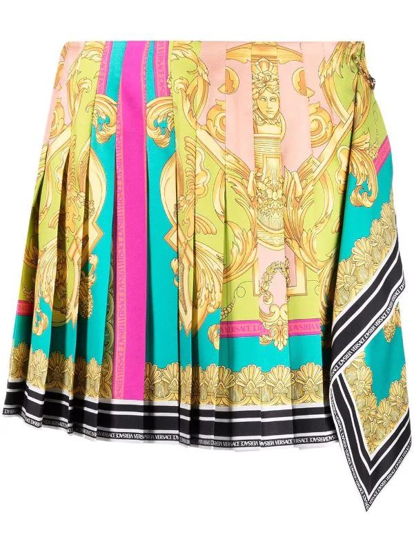 ( Nouvelle Collection ) Versace Minijupe à Design Plissé 5P370 MAUVELOUS+CITRON 1 ( Nouvelle Collection ) Versace Minijupe à Design Plissé 5P370 MAUVELOUS+CITRON