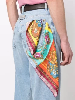 ( Nouvelle Collection ) Versace Jean à Coupe Ample 2D470 MIDIUM BLUE / MULTICOLOR -Pas Cher Versace Boutique 18210645 38817671 600