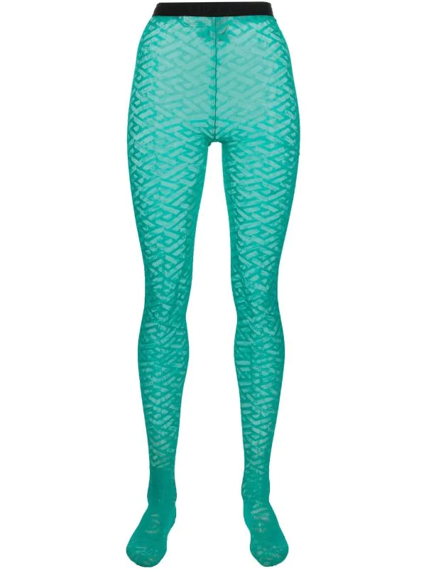 ( Nouvelle Collection ) Versace 1V560 TURQUOISE Collants à Logo Greca Femme 1 ( Nouvelle Collection ) Versace 1V560 TURQUOISE Collants à Logo Greca Femme