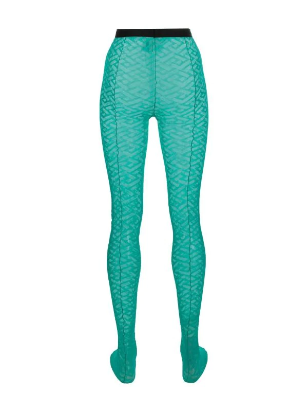 ( Nouvelle Collection ) Versace 1V560 TURQUOISE Collants à Logo Greca Femme 3 ( Nouvelle Collection ) Versace 1V560 TURQUOISE Collants à Logo Greca Femme – Image 3
