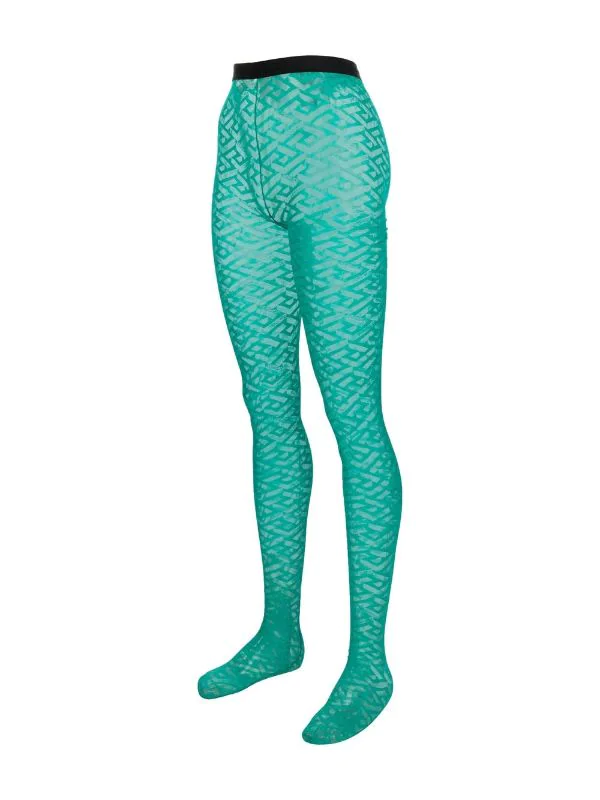 ( Nouvelle Collection ) Versace 1V560 TURQUOISE Collants à Logo Greca Femme 2 ( Nouvelle Collection ) Versace 1V560 TURQUOISE Collants à Logo Greca Femme – Image 2