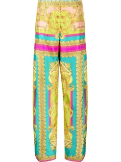 Versace Pantalon Barocco Goddess En Soie Femme