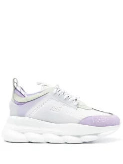 ( Nouvelle Collection ) Versace 2L340 ORCHID+BIANCO Baskets à Design à Empiècements Homme