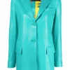 ( Nouvelle Collection ) Versace Veste En Cuir 1V550 TURQUOISE