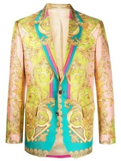 ( Nouvelle Collection ) Versace Blazer Boutonné à Imprimé Baroque Homme
