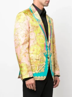 ( Nouvelle Collection ) Versace Blazer Boutonné à Imprimé Baroque Homme -Pas Cher Versace Boutique 18235904 39358190 600