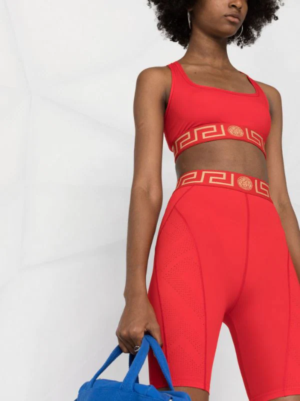 Versace Haut Crop à Imprimé La Greca Femme 5 Versace Haut Crop à Imprimé La Greca Femme – Image 5