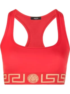 Versace Haut Crop à Imprimé La Greca Femme