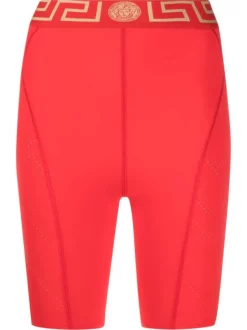 ( Nouvelle Collection ) Versace A1203 RED Short à Imprimé Greca Femme