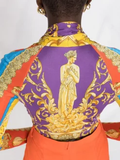 ( Nouvelle Collection ) Versace 5L290 DARK ORCHID SUN Body En Jersey à Imprimé Barocco Femme -Pas Cher Versace Boutique 18260212 bf548470 2ca9 4d75 84c2 b2721765a1f9 600