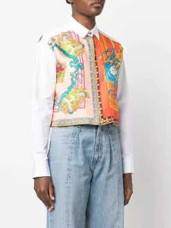 ( Nouvelle Collection ) Versace Chemise à Mélange D'imprimés Femme -Pas Cher Versace Boutique 18264766 39031512 600