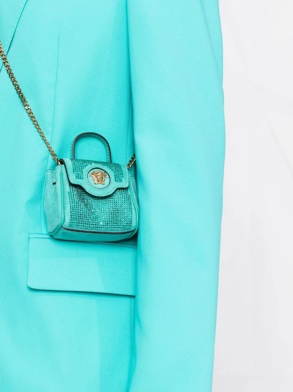 ( Nouvelle Collection ) Versace Mini Sac Orné De Cristaux 1V56V TURQUOISE-GOLD VERSAGE 3 ( Nouvelle Collection ) Versace Mini Sac Orné De Cristaux 1V56V TURQUOISE-GOLD VERSAGE – Image 3
