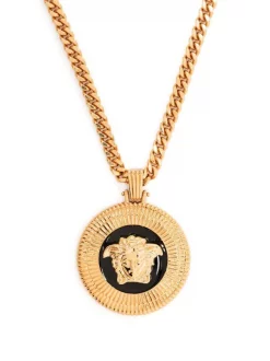 Versace Collier à Plaque Medusa 4J120 GOLD BLACK