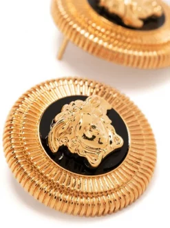 Versace Boucles D'oreilles Medusa Rondes 4J120 VERSACE GOLD-BLACK -Pas Cher Versace Boutique 18276590 39038809 600