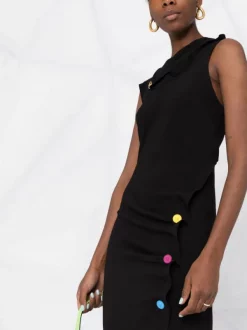 Versace Robe Drapée à Détail Boutonné 1B000 BLACK -Pas Cher Versace Boutique 18281027 193553a0 f157 4a5c a3f7 42ac606c9b74 600