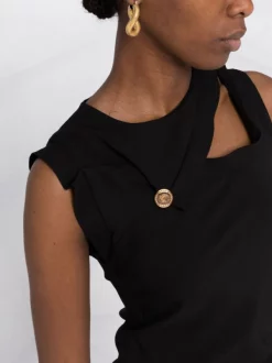 Versace Robe Drapée à Détail Boutonné 1B000 BLACK -Pas Cher Versace Boutique 18281027 89c140b3 81f6 451c 8115 2e458fe7fd2a 600