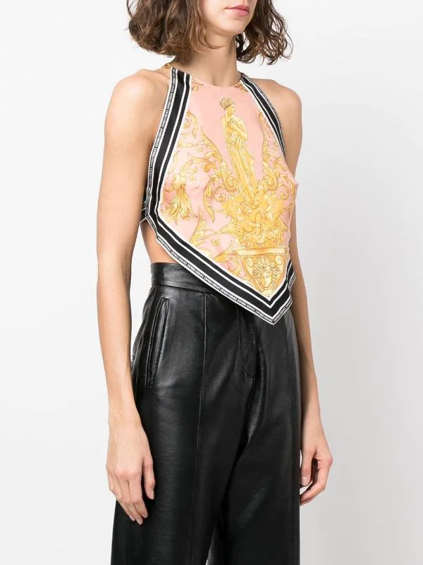 ( Nouvelle Collection ) Versace Haut Sans Manches à Imprimé Barocco 5P370 MAUVELOUS+CITRON 3 ( Nouvelle Collection ) Versace Haut Sans Manches à Imprimé Barocco 5P370 MAUVELOUS+CITRON – Image 3
