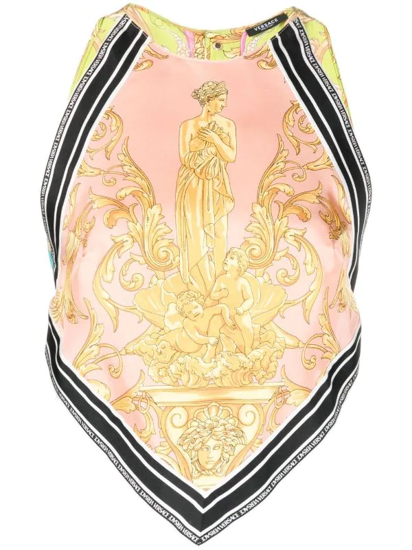 ( Nouvelle Collection ) Versace Haut Sans Manches à Imprimé Barocco 5P370 MAUVELOUS+CITRON 1 ( Nouvelle Collection ) Versace Haut Sans Manches à Imprimé Barocco 5P370 MAUVELOUS+CITRON