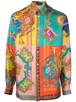 ( Nouvelle Collection ) Versace Chemise Royal Rebellion En Soie Homme