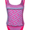 ( Nouvelle Collection ) Versace Maillot De Bain à Motif Monogrammé 5P350 CERISE CORNFLOWER