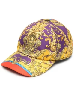 ( Nouvelle Collection ) Versace 5L290 DARK ORCHID SUN Casquette Barocco Goddess En Soie Femme