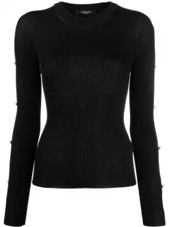 ( Nouvelle Collection ) Versace Pull Medusa Slash à Manches Longues 1B000 BLK