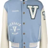 ( Nouvelle Collection ) Versace 2V600 LIGTH BLUE Veste Bomber à Logo Brodé Homme